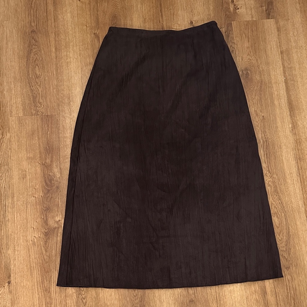 J. Jill Textured Faux-Suede Brown‎ Midi Skirt